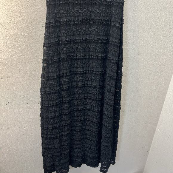 Y2K 90s Vintage Black Lace Whimsigoth Maxi Dress Bodycon Witchy Fairy Floral S-M - Picture 6 of 7